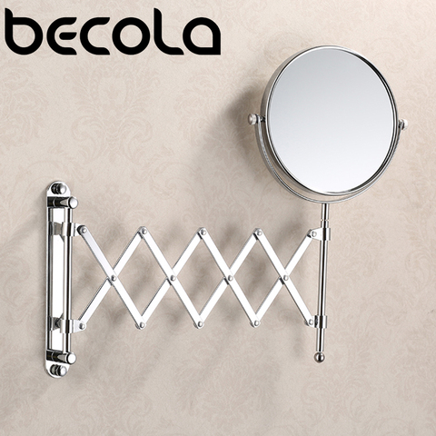 BECOLA  8 Inch 3X Magnifying Round Wall Make up Mirror Two-Sided Retractable Bathroom Mirror 360 Degree Swivel Makeup Mirror ► Photo 1/6