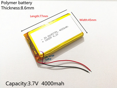Polymer battery 4000 mah 3.7V 864577 smart home MP3 speakers Li-ion battery for dvr,GPS,mp3,mp4,cell phone,speaker ► Photo 1/1