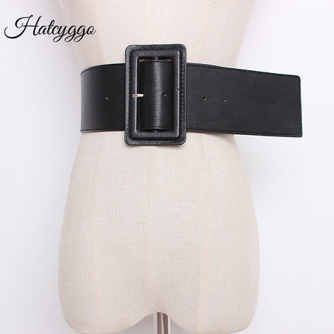 HATCYGGO Fashion Ultra Wide Curved Cummerbund Women's Wide Belt Cummerbunds Belts Black Dress Decorate Waistband Strap Belt ► Photo 1/6