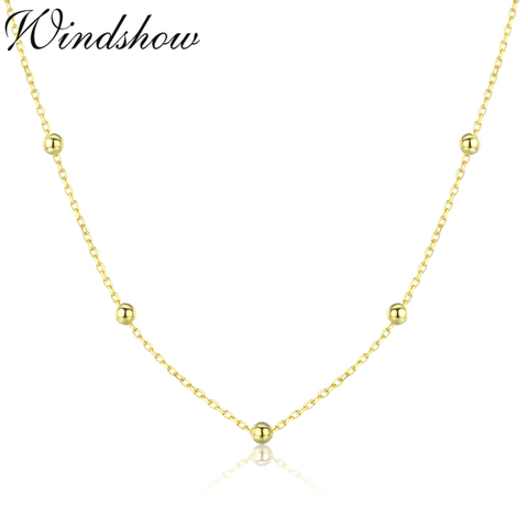 35cm-90cm 925 Sterling Silver Gold Color Cross Beaded Chain Choker Necklaces Women Girls Jewelry Kolye Collares Collane Ketting ► Photo 1/4