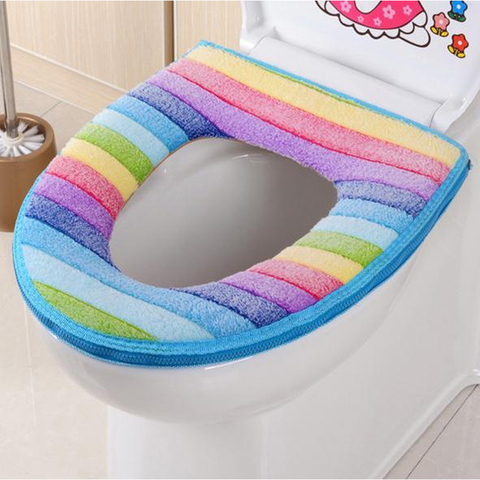 Rainbow Coral Velvet Warm and Comfortable Toilet Seat Cover for Bathroom Pumpkin Pattern Cushion Pads ► Photo 1/5