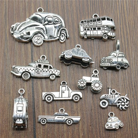 10pcs/lot Antique Silver Color Car Charm Pendants Jewelry Accessories Bus Charms For Jewelry Making Vintage Car Charms Finding ► Photo 1/2