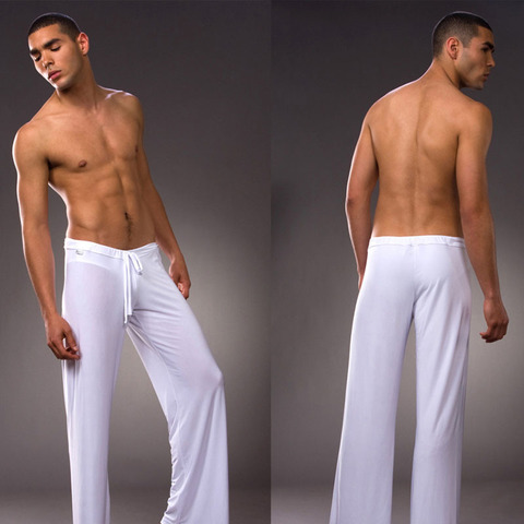 Men 's home pants low - waist fashion sexy loose slippery home pants ice silk Long-sleeved Loungewear ► Photo 1/5