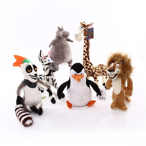 6 Styles Madagascar Plush Toys Madagascar Cartoon Figure Lion Giraffe Penguin Zebra Hippo Dolls Cute Gift Toys for Children Kids ► Photo 1/6