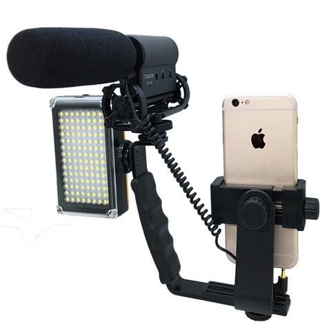 Smartphone Handheld Bracket for Iphone X 8 7 6S Samsung Cell Phone Micro Film Shooting Microphone Flash lamp Camera Holder Mount ► Photo 1/6