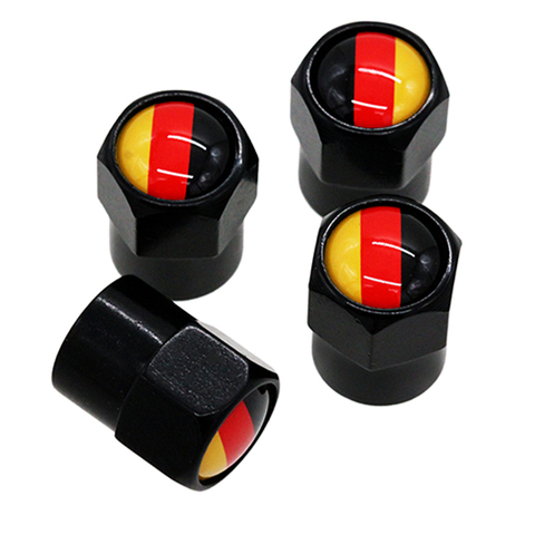 HAUSNN 4Pcs/Pack Car Accessories for VW Audi Benz BMW Germany Flag Logo Sticker Wheel Tire Valve Caps Stem Covers Auto Styling ► Photo 1/6