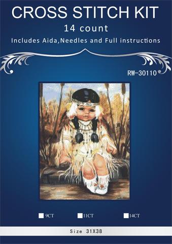 The Cherokee Child - Counted Cross Stitch Kits - DIY Handmade Needlework for Embroidery 14 ct Cross Stitch Sets DMC Color 8 ► Photo 1/2
