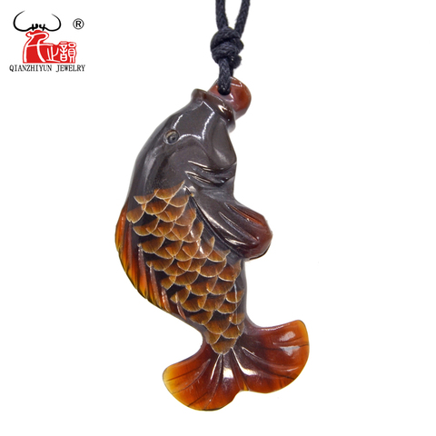 1PC Handmade Carved Natural Yak Horn The Fish Pendant  Necklace Fashion Jewelry Tibet Handmade Jewelry ► Photo 1/6