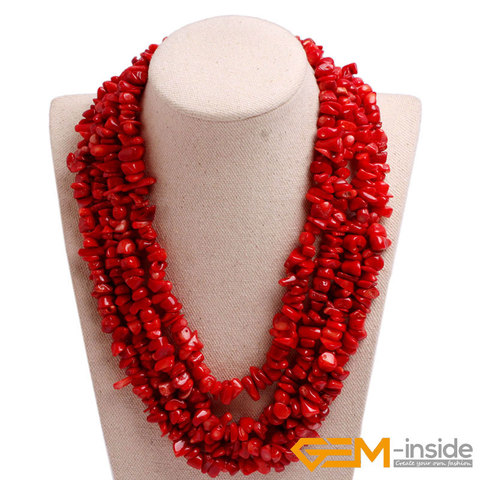 Handmade Assorted Chips Beaded Necklace Jewelry 17-20 Inch Multi-Strands Chips Cluster Statement Long Necklace ► Photo 1/6