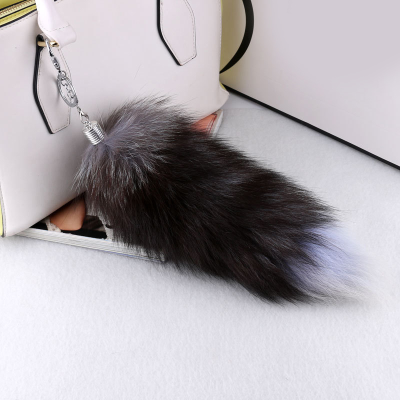 Big Large Long Fox Fur Tail Keychain,Fur Hair Cars Keyrings Handbag Accessories 