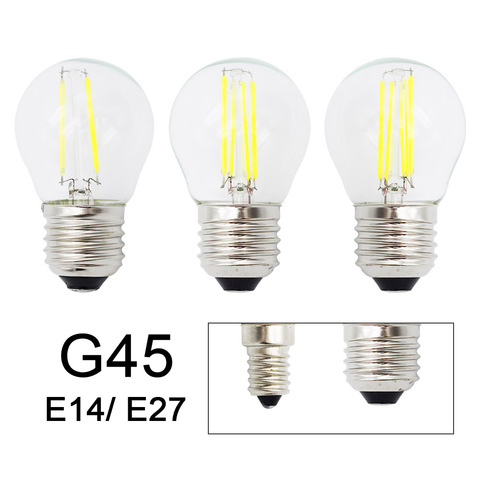 Retro G45 LED 2W 4W 6W Dimmable Filament Light Bulb E27 E14 COB 220V Glass shell Vintage Style Lamp ► Photo 1/3