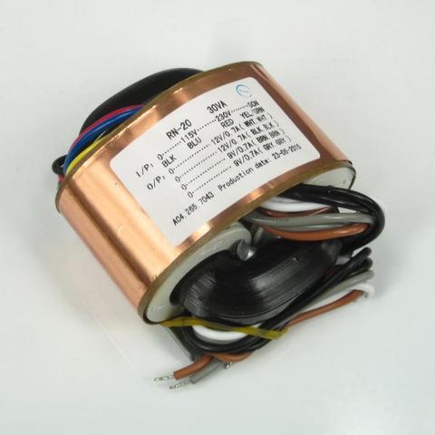 30W 115V-230V R Type Power Transformer Conversion Dual 12V + Dual 9V with Copper foil shield Copper Cable Audio Transformer  ► Photo 1/1