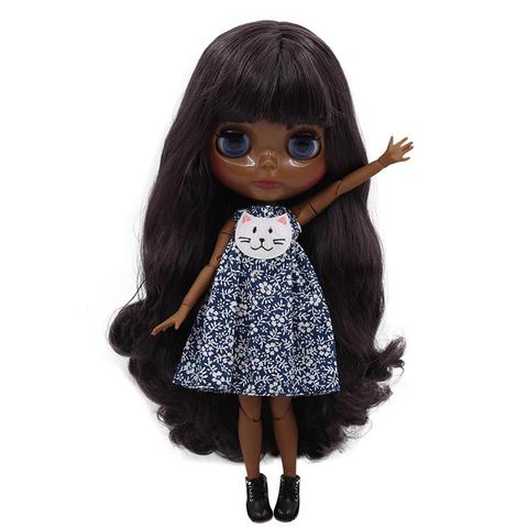 ICY factory blyth doll toy super black skin tone darkest ultra skin deep purple hair joint body 30cm toy ► Photo 1/5