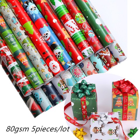 5piece 52x75cm Merry Christmas Decoration Wrapping Gift Wrap Paper New year Artware Packing Package Paper Christmas Paper ► Photo 1/5