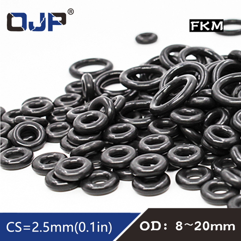 10PCS/lot Fluorine rubber Ring Black FKM Seal OD8/9/10/11/12/13/14/15/16/17/18/19/20*2.5mm Rubber O-Ring Seal Oil Ring Gaskets ► Photo 1/6