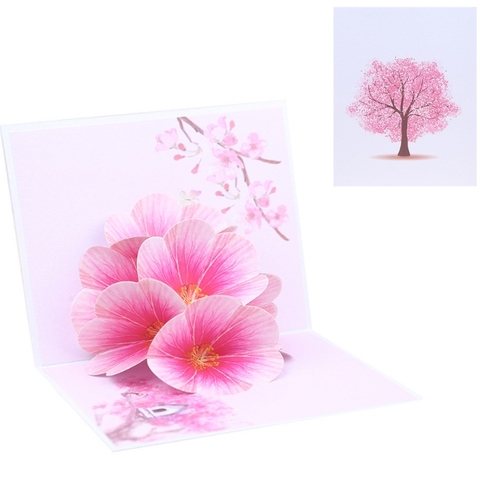 Peach Blossom Greeting Cards Handmade Birthday Wedding Invitation 3D Pop Up Card W215 ► Photo 1/6