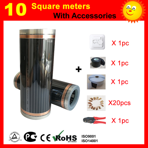 10 Square meter Infrared Heating film, AC220V floor heating film 50cm x 20m, room heater good to health ► Photo 1/6