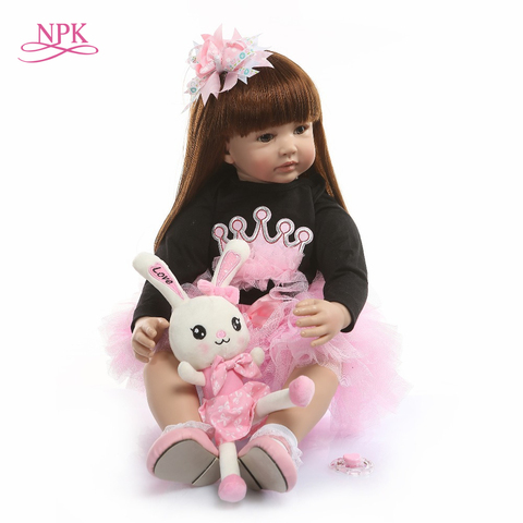 NPK 24 Reborn Toddler Baby Doll Boy Cloth Body Bebes Reborn Silicone Doll  Toys