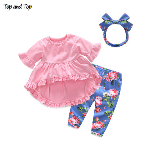Top and Top Fashion Cute Toddler Girls Clothing Set Short Sleeve T-shirt+Trousers+Headband Baby Girl Summer Clothes ► Photo 1/6