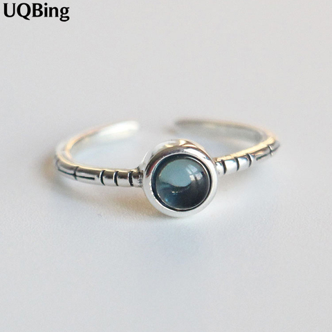 Real Thai Silver Opal Rings Open 100% 925 Sterling Silver Retro Ring Women Jewelry 2022 ► Photo 1/5