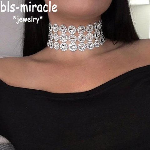 Bls-miracle Newest Fashion Short Multi-Element Necklaces Multi-layer Concave Crystal Necklace For Woman Party Gift Jewelry N361 ► Photo 1/6