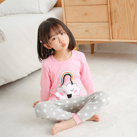 Winter Boys Girls Pajamas Sleepwear Pyjamas Kids Cotton Cartoon Nightwear Pijamas Baby Girls Clothes Top+Pant 2pcs Sleep Suits ► Photo 1/6