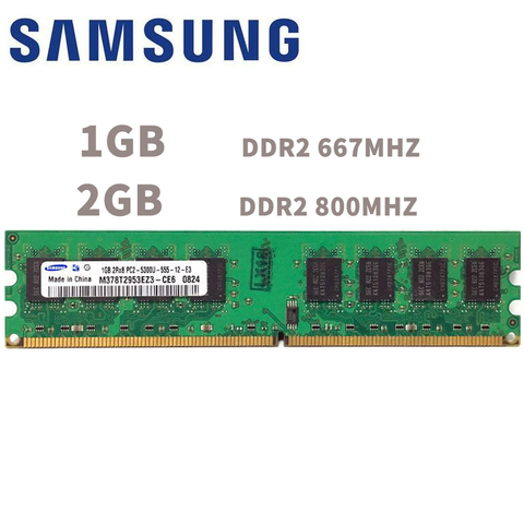 Samsung 1GB 2GB Desktop DDR2 PC2 memory 667 800 MHZ 667MHZ 800MHZ Module 1G 2G 5300 6400 RAM 5300U 6400U computer  memory ► Photo 1/5