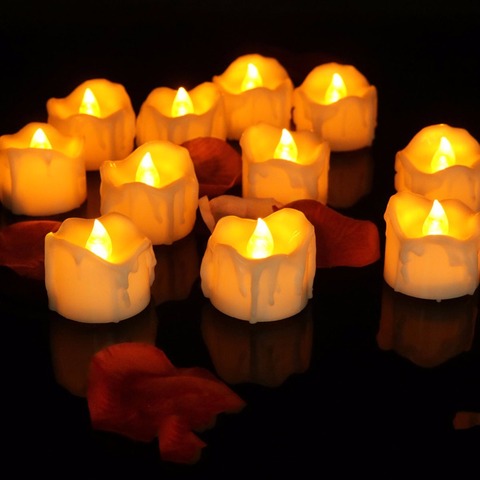 Timer Tea Lights 6 or 12 Flickering Flameless Candles With Timer,LED Candles Set,Battery Electronic Candles With Timer ► Photo 1/6