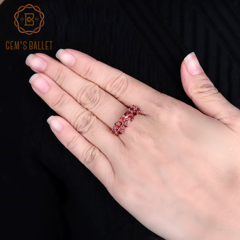 GEM'S BALLET 2.47Ct Natural Red Garnet Gemstone 925 Sterling Silver Rose Gold Plated Wedding Band Rings for Women Fine Jewelry ► Photo 1/6