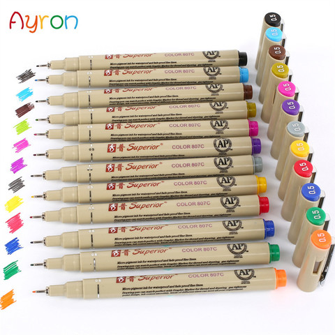 12 Colour Sketch Micron pen  mm Superior needle drawing pen Fine liner  Pigma Drawing Manga Anime Marker fine colour New - Price history & Review |  AliExpress Seller - Lihon Painting Material Store 