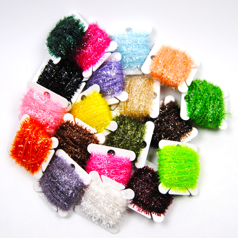 2PCS 19 Colors Tinsel Chenille Fly Tying Material Fur Strip for Streamer Lures Crystal Flash Line 10m/card ► Photo 1/2