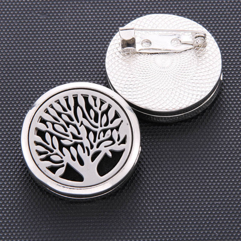Stainless Steel Tree of life Perfume Aroma Diffuser Essential Oil Diffuser Aromatherapy Locket Brooches with 1pcs Pad ► Photo 1/6