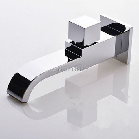 Bath Crane Only Cold Bibcock Spout Filler Faucet New 100% Solid Brass Square Style  Chrome Mixer Tap With Waterfall Water Outlet ► Photo 1/6