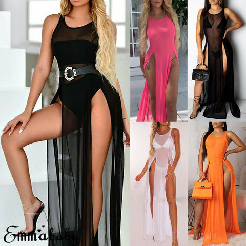 Summer Women Swimwear Cover Up Sexy Beach Cover Ups Chiffon Long Dress  Elegant Solid Beach Bathing Suit Tunic Kaftan - Cover-ups - AliExpress