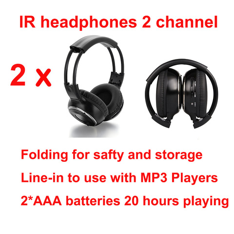 Infrared Stereo Wireless Headphones Earphone IR in Car roof dvd or headphone dvd Player two channels ► Photo 1/1