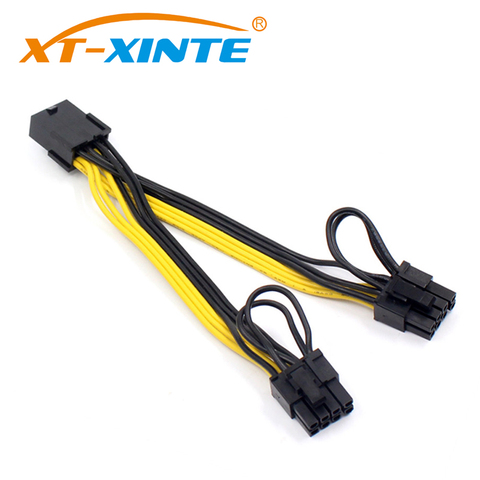 XT-XINTE PCI-E 8pin Female to 2 Port Dual PCIE 8pin 6+2p Male GPU Graphics Video Card Power Cable Cord 18AWG Wire BTC Miner ► Photo 1/6