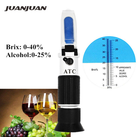 New Brix 0-40% alcohol 0-25% Wine Fruit sweetness meter Tester Handheld refractometer Automatic temperate compensation 28%off ► Photo 1/6