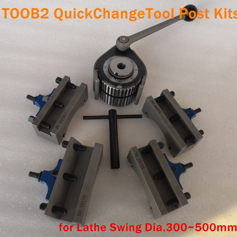 TOOB2 Lathe Swing Dia. 300~500mm Quick Change Tool QCT Post Turret Kits include 1pcs tool post+4pcs Tool Holders ► Photo 1/1