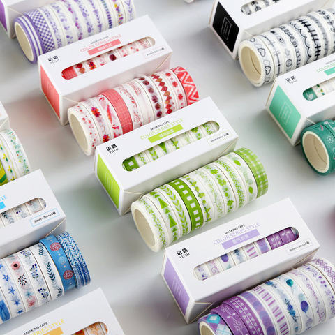 10pcs/lot Basic color series Decorative Adhesive Tape Masking Washi Tape DIY Scrapbooking Sticker Label japanese stationery ► Photo 1/6