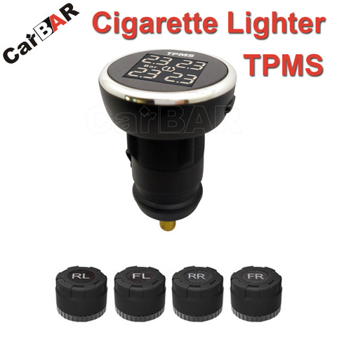 Cigarette Lighter TPMS with External Sensor Support  High Low Pressure Temperature Fast Leakage Alarm CARBAR ► Photo 1/6