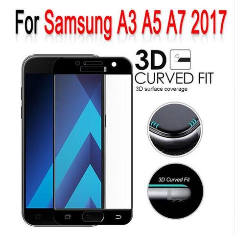 Full Cover Tempered Glass For Samsung Galaxy A3 A5 A7 2017 Screen Protector On Samsung A 3 5 7 2017 A320 A3200 A520F A720F Cover ► Photo 1/3