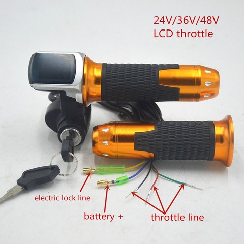24V 36V 48V ebike throttle accelerator with LCD display/ON-OFF Key Lock for ebicycle/scooter/electric bicycle accessories ► Photo 1/5
