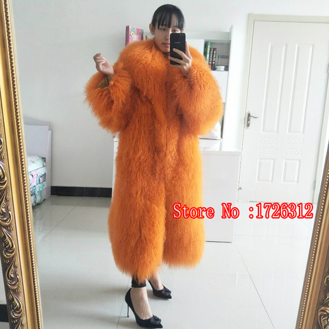 2022 new women's leather fur coat beach wool Mongolian sheepskin one coat lapel long coat ► Photo 1/6