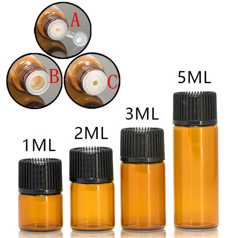 100pcs 1ml/2ml/3ml/5ml Empty Dram Amber Glass Essential Oil Bottle Thin Glass Small Amber Perfume Oil Vials Sample Test Bottle ► Photo 1/6