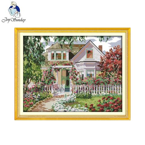 Joy Sunday Scenery style Garden Villa cross stitch alphabet designs stamped or counted needle work kits stitch kits online ► Photo 1/1