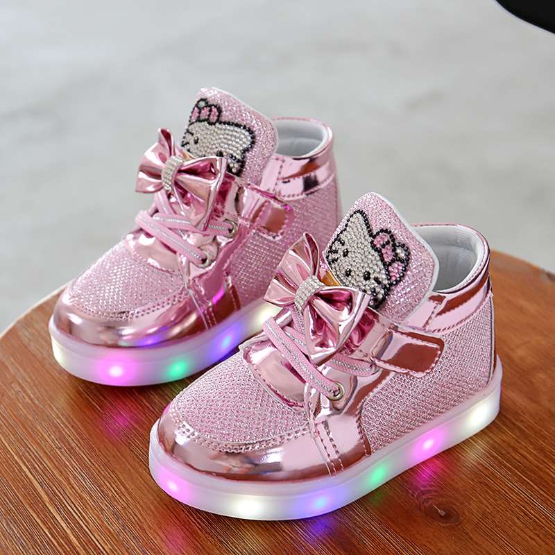 7, Black Children Shoes LED Light Kids Shoes with light Baby Boys Girls Lighting Sneakers Casual Children Sneakers