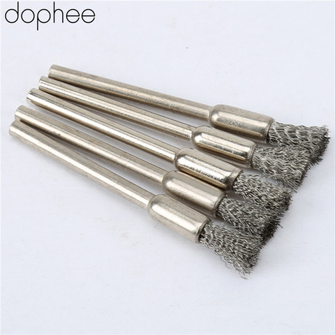 dophee 5Pcs Wire Steel Pencil Brushes Wheel Mandrel Set Dremel Accessory for Rotary Tools 3.17mm Stainless Steel Pencil Brushes ► Photo 1/6