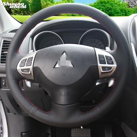 Shining wheat Black Artificial leather Steering Wheel Cover for Mitsubishi Lancer EX 10 Lancer X Outlander ASX Colt Pajero Sport ► Photo 1/5