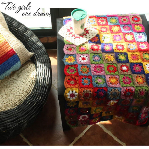 DIY Colourful Daisy Handmade Hand Hook Tablecloth Fashion Carpet Crochet Blanket Yoga Bolster Cushion Party Crochet Table Mat ► Photo 1/6