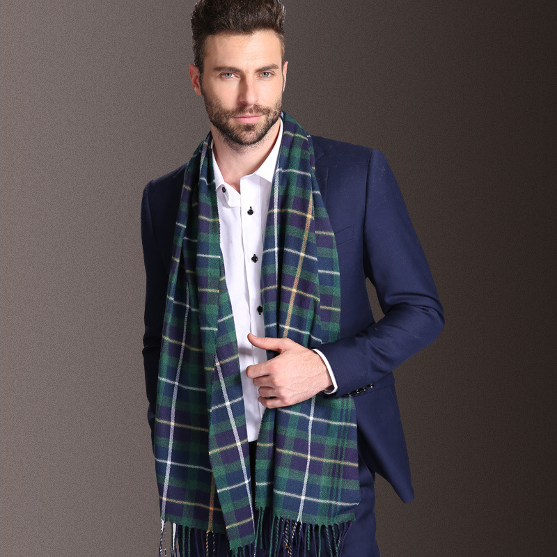 MUNI Men's 30% Wool Plaid Scarf Fashion Warm Soft Scarves
